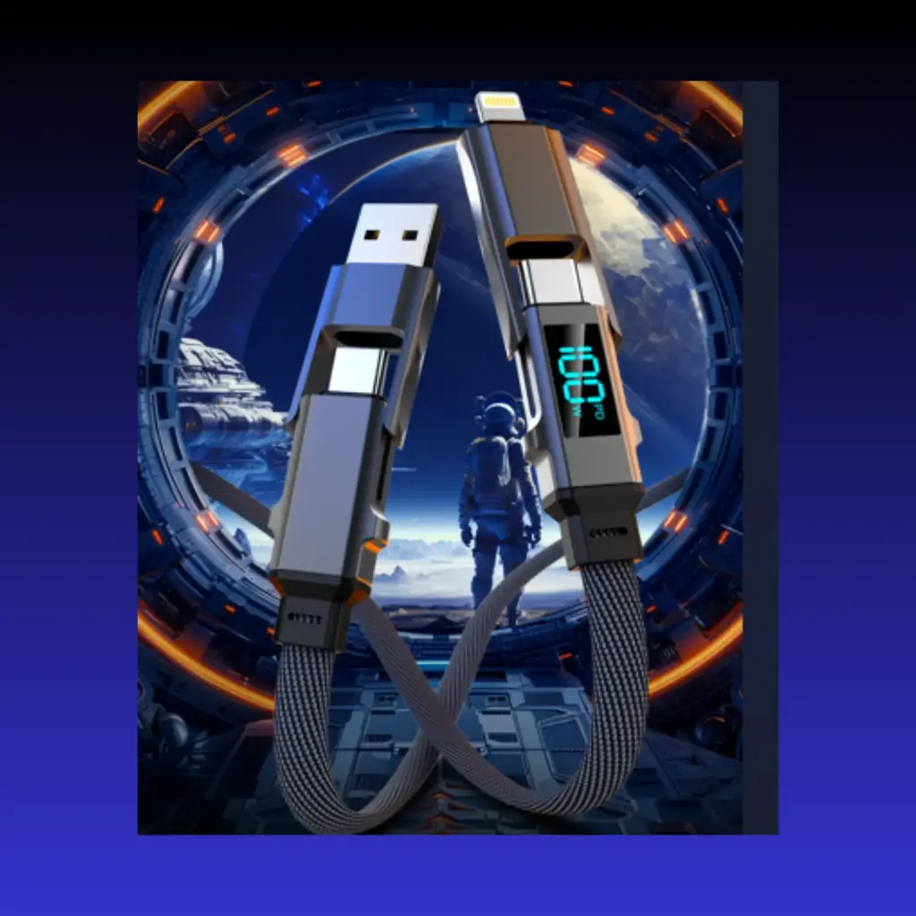 Cable datos y carga X07 4-en-1 Digital 100W Type-C/Lightning/USB-A - Imagen 2