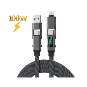 Cable datos y carga X07 4-en-1 Digital 100W Type-C/Lightning/USB-A