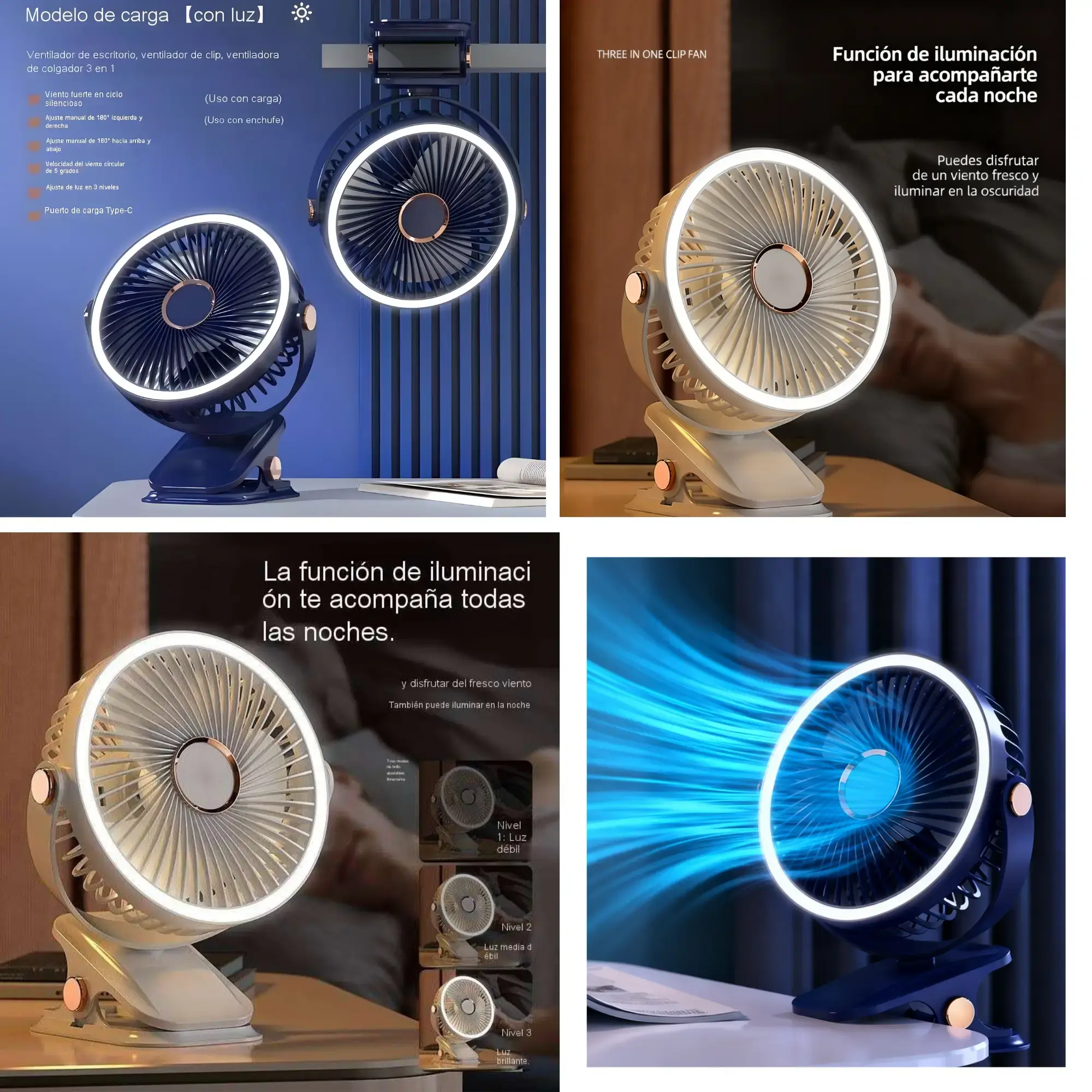 Ventilador portátil multifuncional F2 Ventilador y Lámpara 2 en 1 - Imagen 3